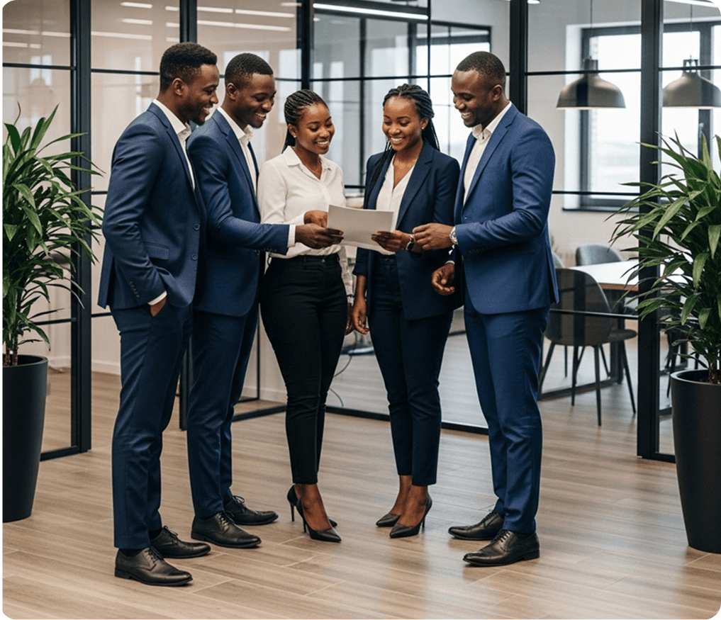 Business professionals collaborating